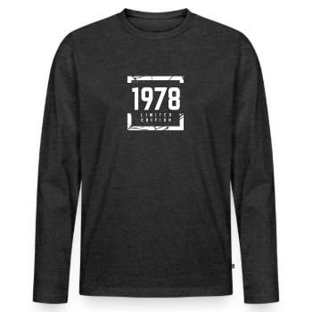 1978 Édition limitée - T-shirt manches longues Premium bio Homme - anthracite chiné - Devant - Nico (187cm)