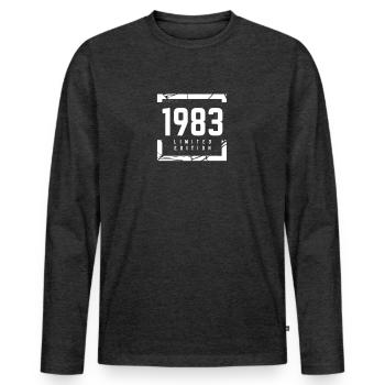 1983 Édition limitée - T-shirt manches longues Premium bio Homme - anthracite chiné - Devant - Nico (187cm)
