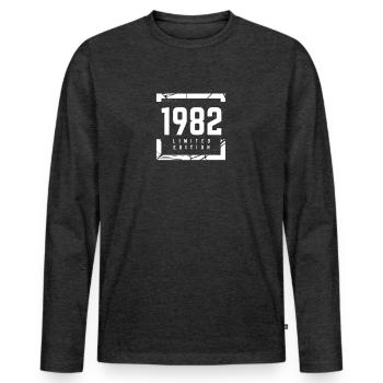 1982 Édition limitée - T-shirt manches longues Premium bio Homme - anthracite chiné - Devant - Nico (187cm)