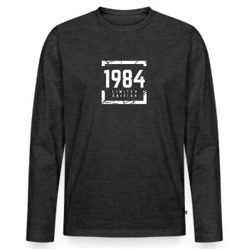 1984 Édition limitée - T-shirt manches longues Premium bio Homme - anthracite chiné - Devant - Nico (187cm)