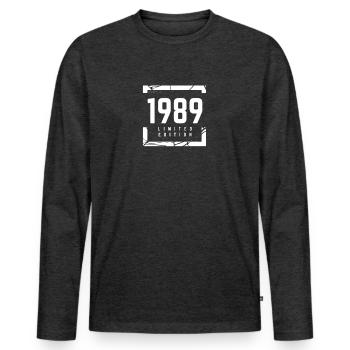 1989 Édition limitée - T-shirt manches longues Premium bio Homme - anthracite chiné - Devant - Nico (187cm)