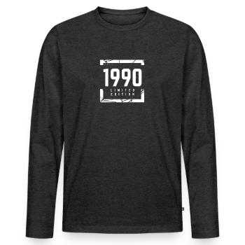 1990 Édition limitée - T-shirt manches longues Premium bio Homme - anthracite chiné - Devant - Nico (187cm)