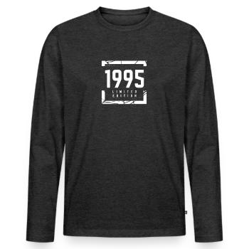 1995 Édition limitée - T-shirt manches longues Premium bio Homme - anthracite chiné - Devant - Nico (187cm)