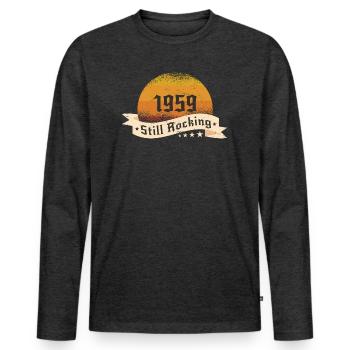 1959 Still rockin - Cadeau d’anniversaire cool - T-shirt manches longues Premium bio Homme - anthracite chiné - Devant - Nico (187cm)