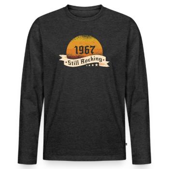 1967 Still rockin - Cadeau d’anniversaire cool - T-shirt manches longues Premium bio Homme - anthracite chiné - Devant - Nico (187cm)