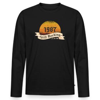 1987 Still rockin - Cool birthday Gift - Men's Premium Organic Long Sleeve Shirt - black - Front - Nico (187cm)
