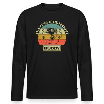 Fishing Angler Father Son Dad's Fishing Buddy - Men's Premium Organic Long Sleeve Shirt - black - Front - Nico (187cm)