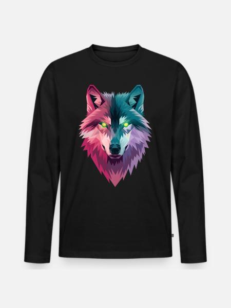 Geisterwolf - Männer Premium Bio Langarmshirt - Schwarz