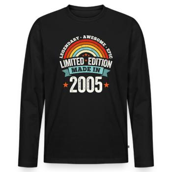 19th Birthday Legendary Awesome Made 2005 Vintage - Men's Premium Organic Long Sleeve Shirt - black - Front - Nico (187cm)