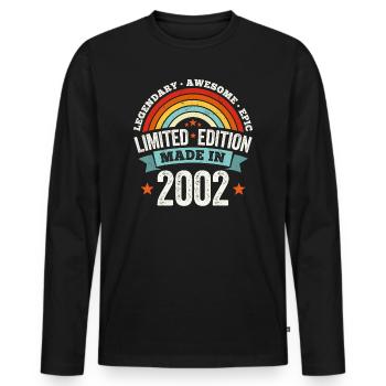 21st Birthday Legendary Awesome Made 2002 Vintage - Men's Premium Organic Long Sleeve Shirt - black - Front - Nico (187cm)