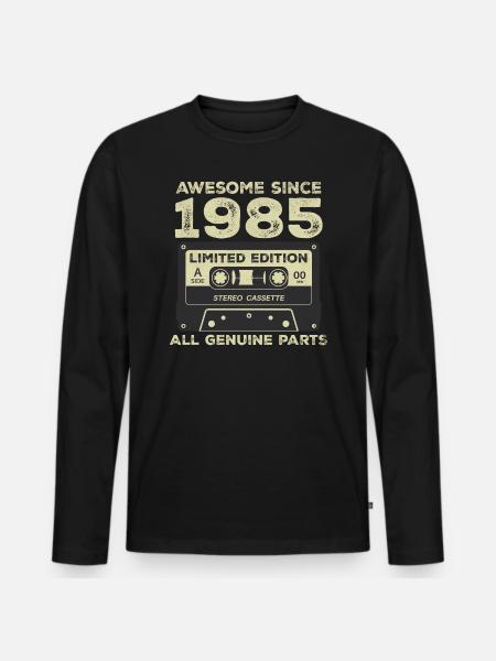 1985 Birthday Born In 1985 Vintage Retro - Men's Premium Organic Long Sleeve Shirt - black