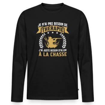 j'ai juste besoin d'aller à la chasse - T-shirt manches longues Premium bio Homme - noir - Devant - Nico (187cm)