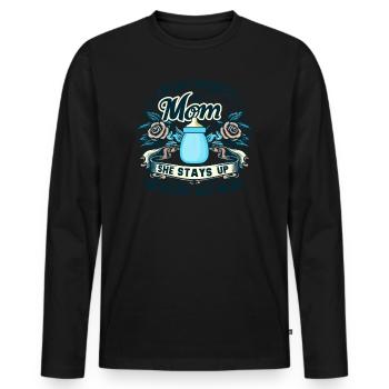 J’ai la meilleure maman Reste éveillée toute la nuit - T-shirt manches longues Premium bio Homme - noir - Devant - Nico (187cm)