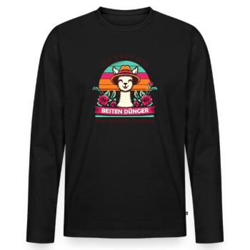 Alpaka machen den besten Dünger für meinen Garten - Männer Premium Bio Langarmshirt - Schwarz - Vorne - Nico (187cm)