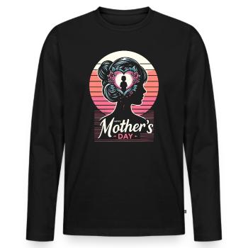 Mother's Day Design Woman Head Silhouette with Heart - Men's Premium Organic Long Sleeve Shirt - black - Front - Nico (187cm)