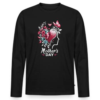 Mother's Day Design Child Heart Woman Head Silhouette - Men's Premium Organic Long Sleeve Shirt - black - Front - Nico (187cm)