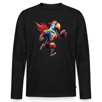 Papageien Rugby / Rugbyspieler Papagei - Männer Premium Bio Langarmshirt - Schwarz - Vorne - Nico (187cm)