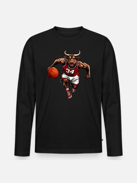 Basketball Bull - Men's Premium Organic Long Sleeve Shirt - black