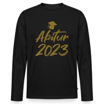 Abschluss Abitur 2023 Hut Pinselschrift - Männer Premium Bio Langarmshirt - Schwarz - Vorne - Nico (187cm)