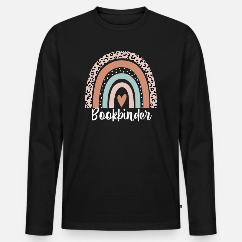 Buchbinder Regenbogen Leopard Lustiger Buchbinder - Männer Premium Bio Langarmshirt - Schwarz