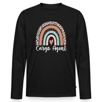 Agent de fret Léopard arc-en-ciel Agent de fret drôle - T-shirt manches longues Premium bio Homme - noir - Devant - Nico (187cm)