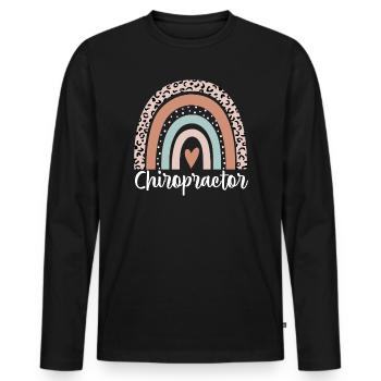 Chiropraticien Arc-en-ciel Léopard Drôle Chiropraticien - T-shirt manches longues Premium bio Homme - noir - Devant - Nico (187cm)