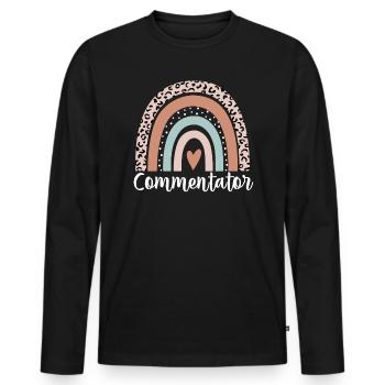 Commentator Rainbow Leopard Funny Commentator - Men's Premium Organic Long Sleeve Shirt - black - Front - Nico (187cm)