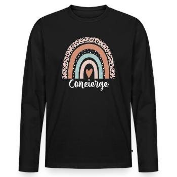 Concierge Rainbow Leopard Funny Concierge - T-shirt manches longues Premium bio Homme - noir - Devant - Nico (187cm)