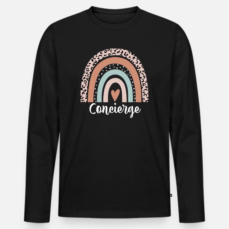 Concierge Regenbogen Leopard Lustiger Concierge - Männer Premium Bio Langarmshirt - Schwarz