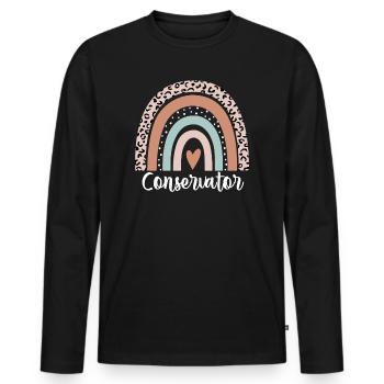 Conservator Rainbow Leopard Funny Conservator - Men's Premium Organic Long Sleeve Shirt - black - Front - Nico (187cm)