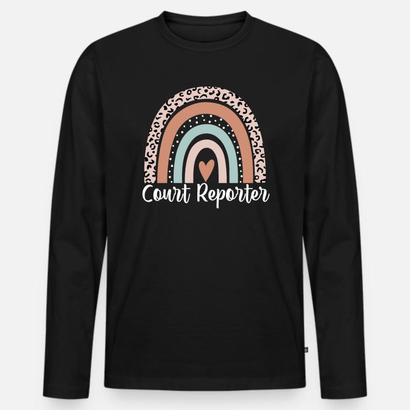 Gerichtsreporter Regenbogenleopard Lustiges Gericht - Männer Premium Bio Langarmshirt - Schwarz