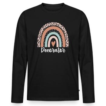 Decorator Rainbow Leopard Funny Decorator - Men's Premium Organic Long Sleeve Shirt - black - Front - Nico (187cm)