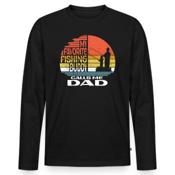 Angeln mon copain de pêche préféré m’appelle papa - T-shirt manches longues Premium bio Homme - noir - Devant - Nico (187cm)
