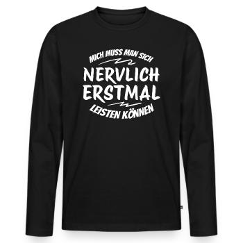Lustiger Spruch Humor Geschenkidee Witzig Ironie - Männer Premium Bio Langarmshirt - Schwarz - Vorne - Nico (187cm)