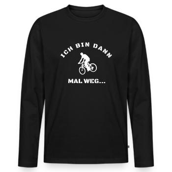 RADFAHREN-ich bin dann mal weg - Männer Premium Bio Langarmshirt - Schwarz - Vorne - Nico (187cm)