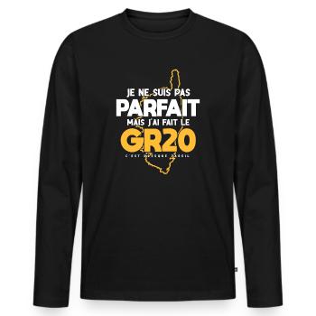 Gr 20 Corse randonnée cadeau drôle trekking marche - T-shirt manches longues Premium bio Homme - noir - Devant - Nico (187cm)
