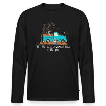 Herbst It's The Most Wonderful Time of The Year - Männer Premium Bio Langarmshirt - Schwarz - Vorne - Nico (187cm)