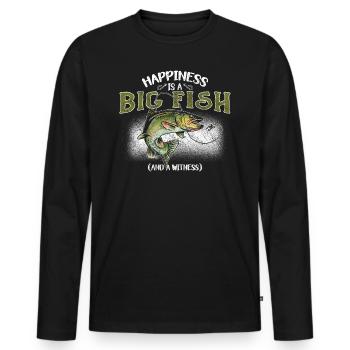 Angler Angeln Geschenkidee Happiness Is A Big Fish - Männer Premium Bio Langarmshirt - Schwarz - Vorne - Nico (187cm)