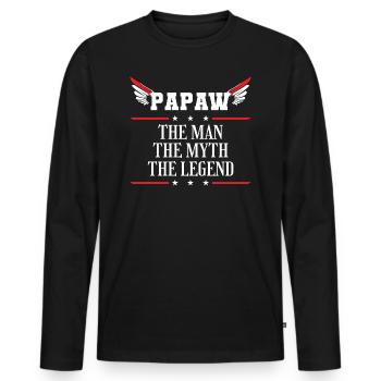 Papa Vater Opa Geschenkidee Papaw Spruch Humor - Männer Premium Bio Langarmshirt - Schwarz - Vorne - Nico (187cm)
