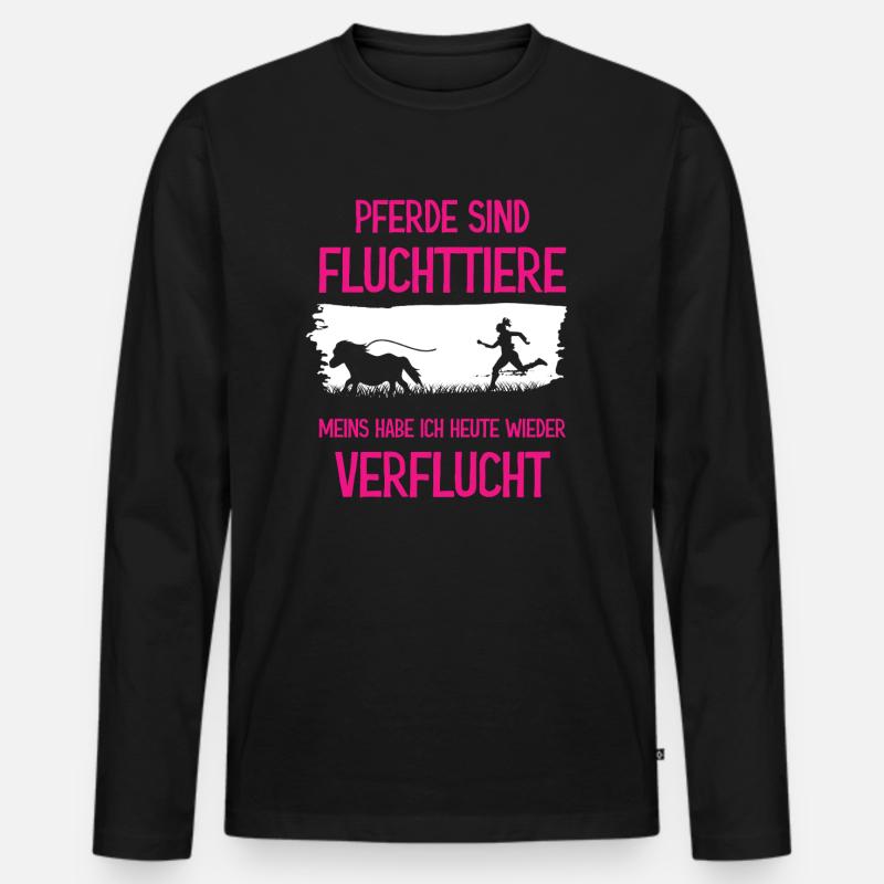 Lustiger Pferdespruch Pferd - Männer Premium Bio Langarmshirt - Schwarz