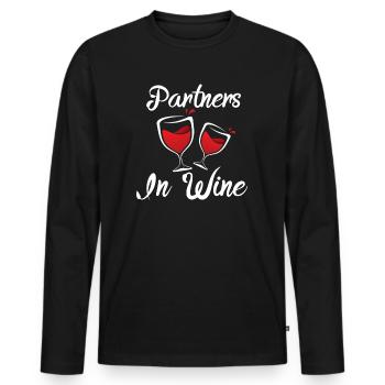 Wein - Männer Premium Bio Langarmshirt - Schwarz - Vorne - Nico (187cm)