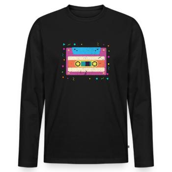 cassette - T-shirt manches longues Premium bio Homme - noir - Devant - Nico (187cm)