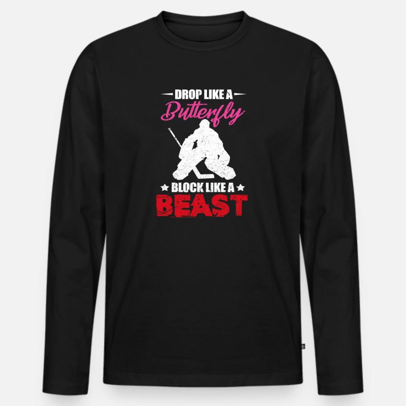 Eishockey - Männer Premium Bio Langarmshirt - Schwarz