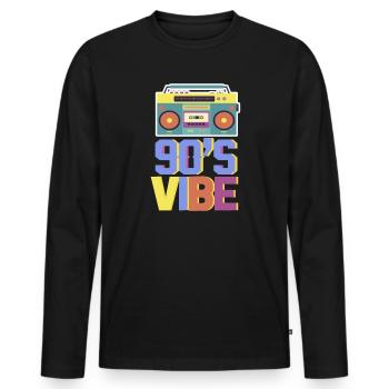 90s - Men's Premium Organic Long Sleeve Shirt - black - Front - Nico (187cm)