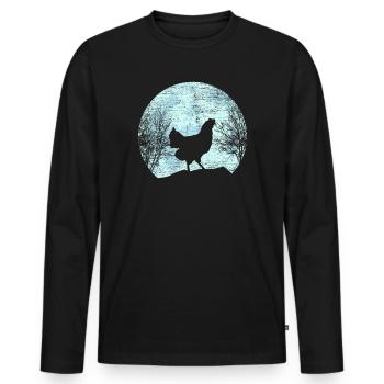 Huhn vor Mond Hühner Landwirt Bauer Geschenk - Männer Premium Bio Langarmshirt - Schwarz - Vorne - Nico (187cm)