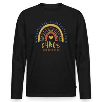 Idée de cadeau pour les enseignants éducateurs à la maternelle - T-shirt manches longues Premium bio Homme - noir - Devant - Nico (187cm)