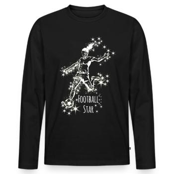 football, footballeur, football féminin, star du football - T-shirt manches longues Premium bio Homme - noir - Devant - Nico (187cm)
