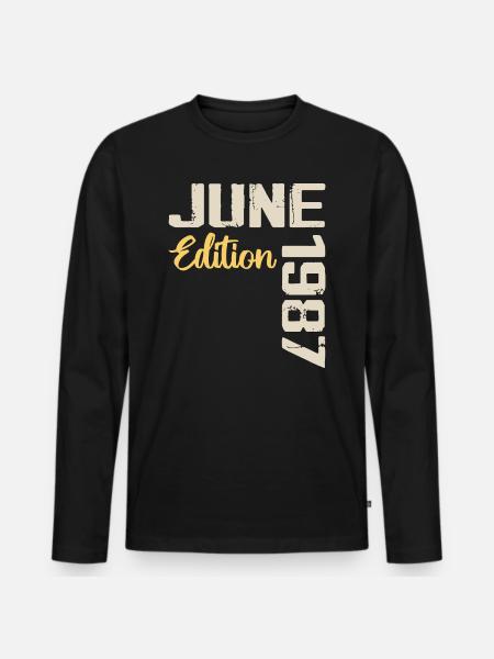 Born in June 1987 Gift June 1987 Birthday - Men's Premium Organic Long Sleeve Shirt - black