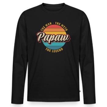 Papa Vater Opa Geschenkidee Papaw Spruch Humor - Männer Premium Bio Langarmshirt - Schwarz - Vorne - Nico (187cm)