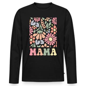 Mama Boho Flora - T-shirt manches longues Premium bio Homme - noir - Devant - Nico (187cm)